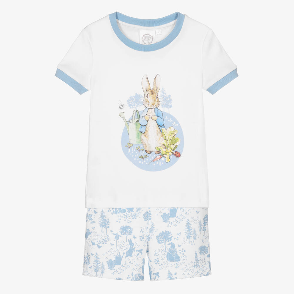 Peter Rabbit™ by Childrensalon - Бело-голубая короткая пижама из хлопка | Childrensalon