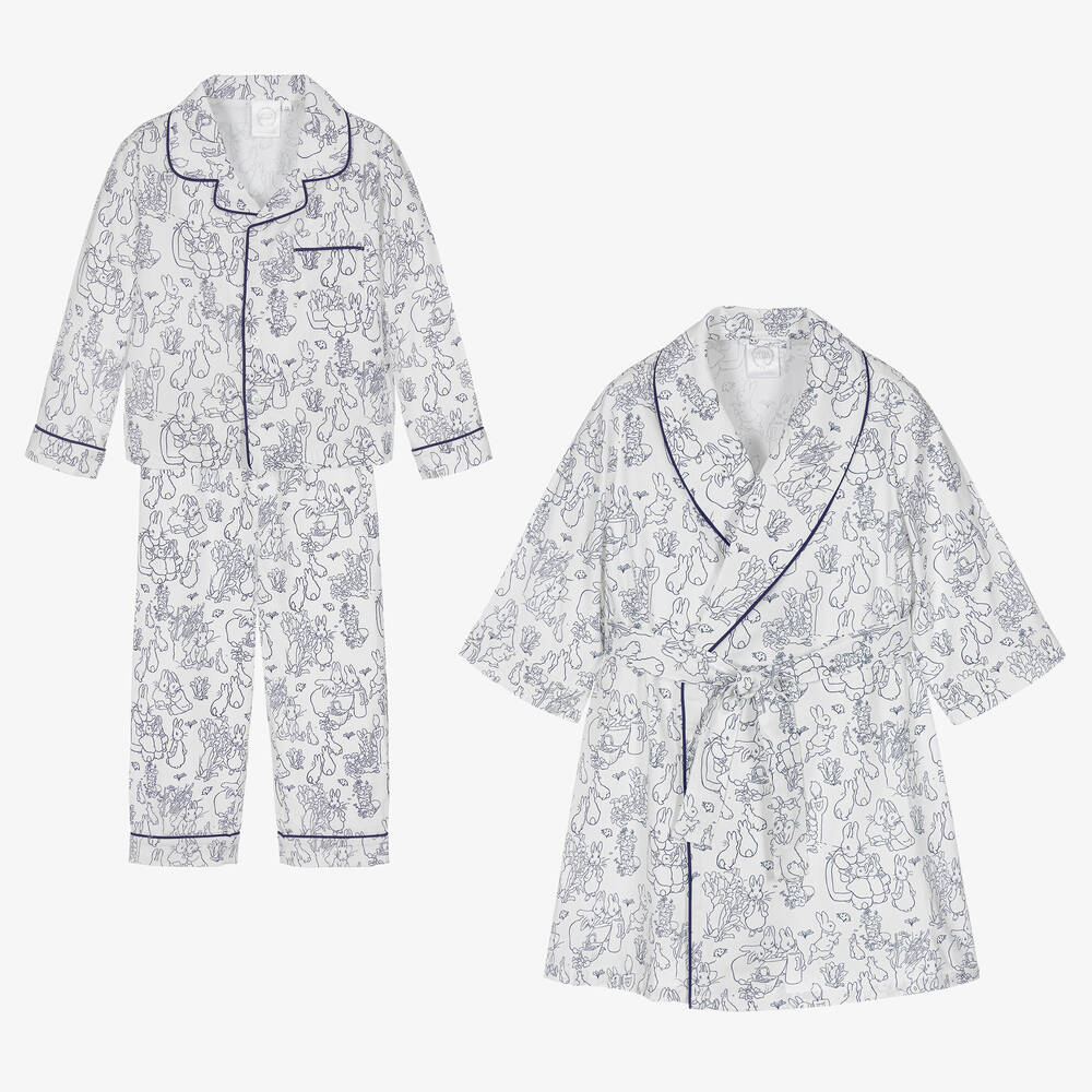 Peter Rabbit™ by Childrensalon - White & Blue Dressing Gown & Pyjamas Set   | Childrensalon
