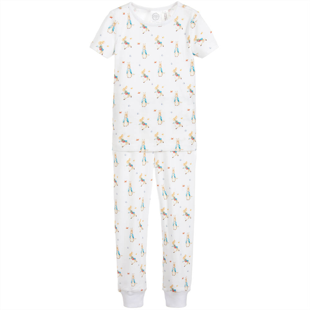 Peter Rabbit By Childrensalon White Cotton Jersey Pyjamas