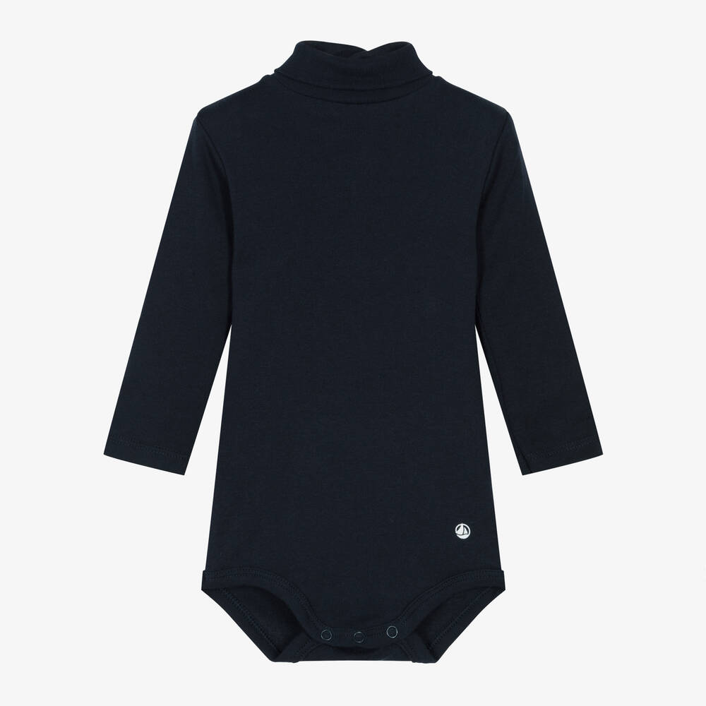 Petit Bateau - Baby Boys Blue Roll Neck Bodyvest | Childrensalon