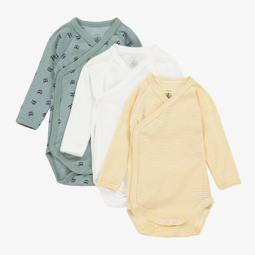 Petit Bateau - Baby Boys Cotton Bodyvests (3 Pack) | Childrensalon