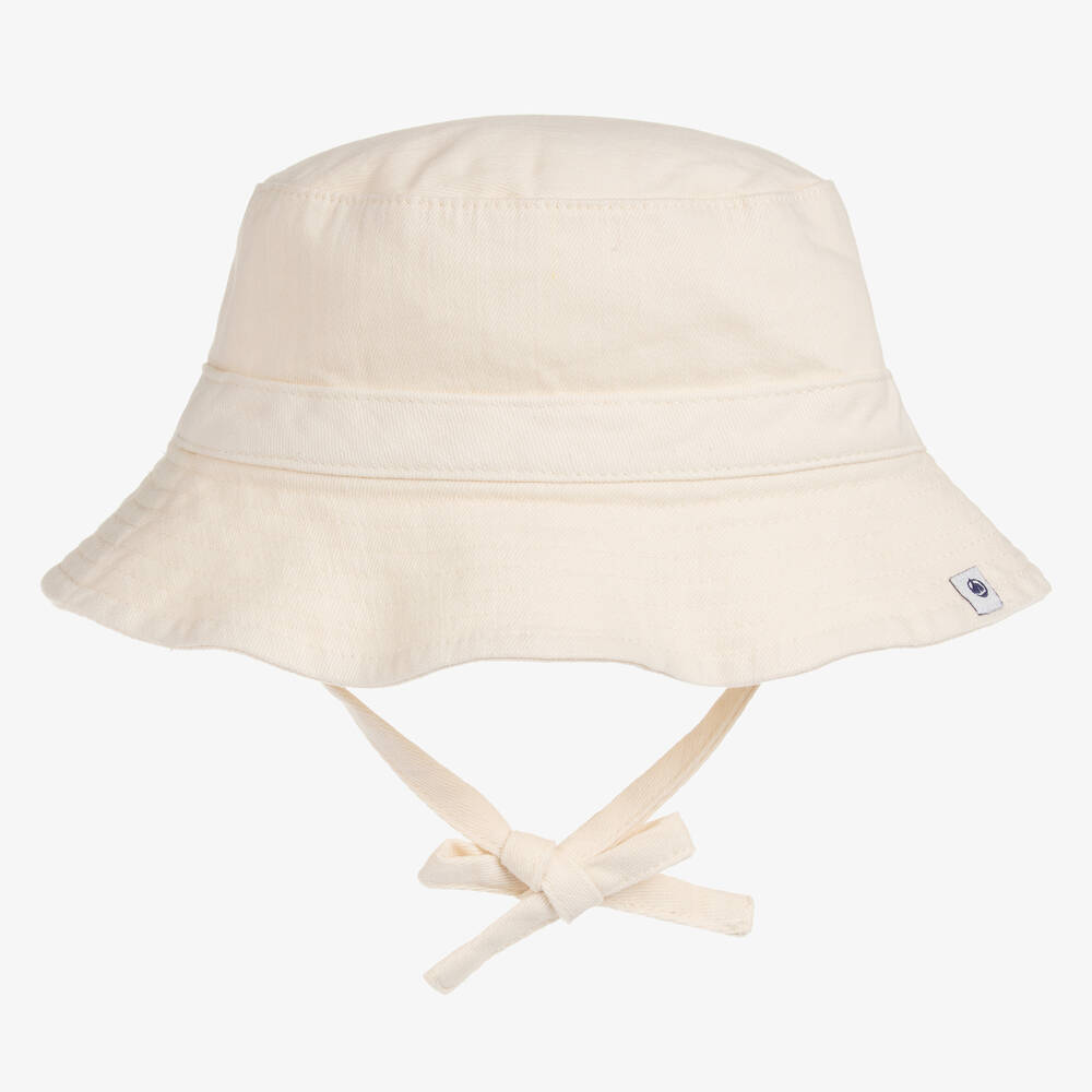 Petit Bateau Baby Boys Ivory Cotton Twill Bucket Hat