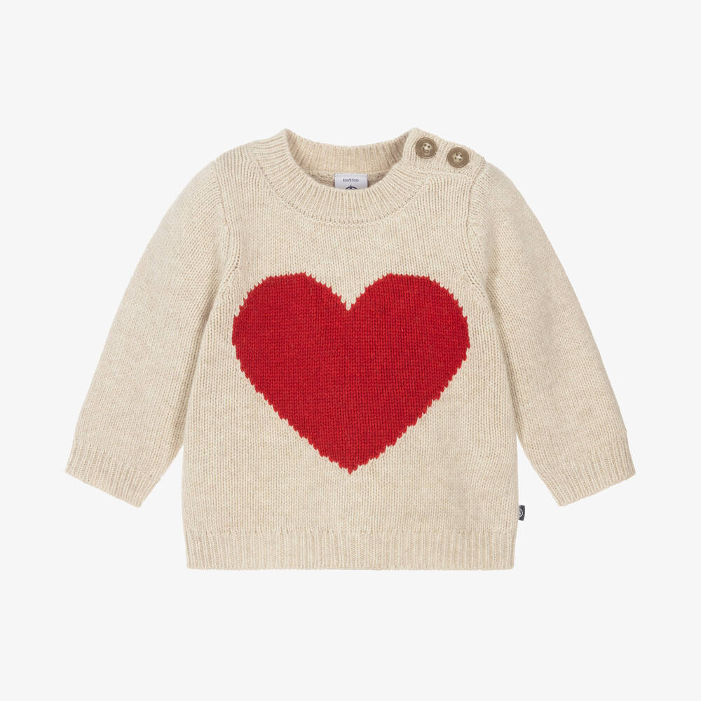 Petit Bateau - Baby Girls Beige Wool Knit Sweater | Childrensalon