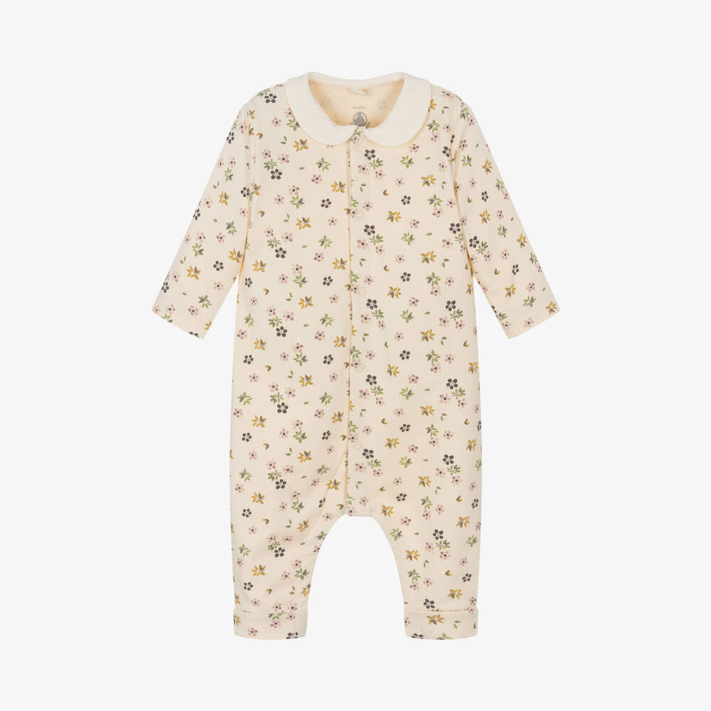 Petit Bateau - Baby Girls Ivory Floral Romper | Childrensalon