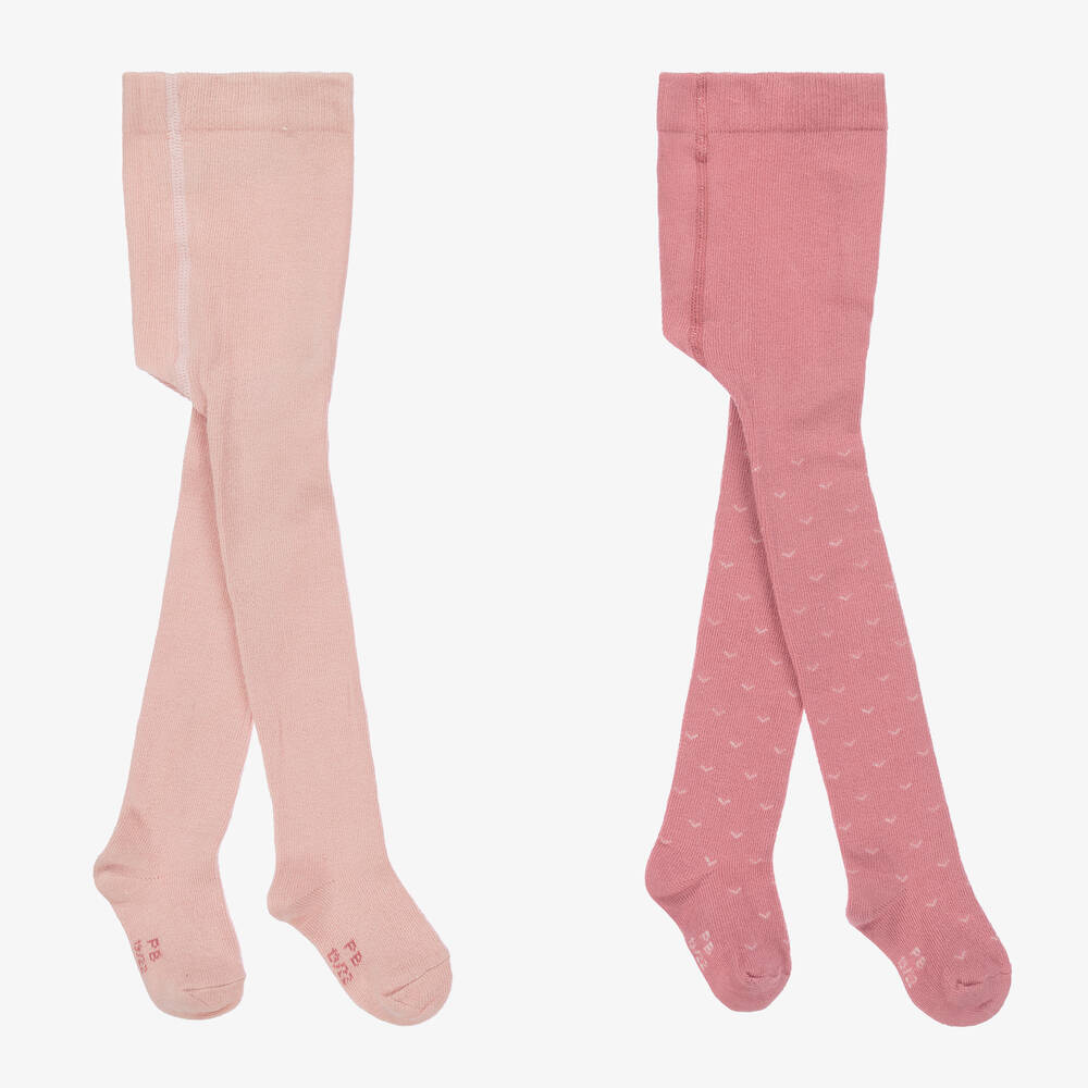 Petit Bateau - Baby Girls Pink Cotton Tights (2 Pack) | Childrensalon