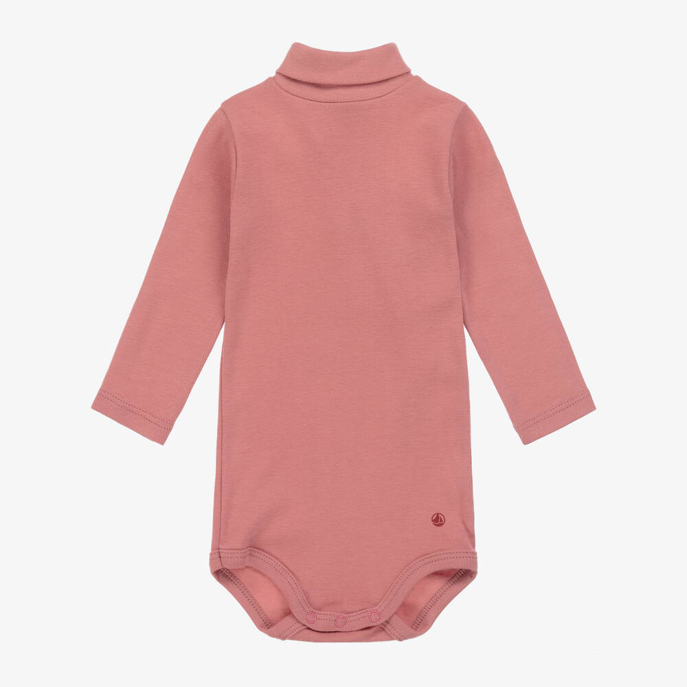 Petit Bateau - Baby Girls Pink Roll Neck Bodyvest | Childrensalon