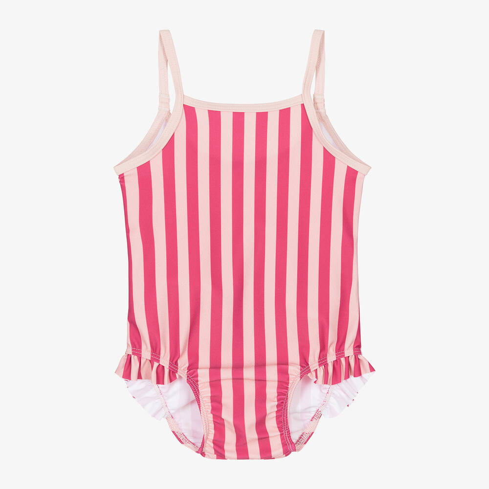 Petit Bateau - Baby Girls Pink Striped Swimsuit | Childrensalon
