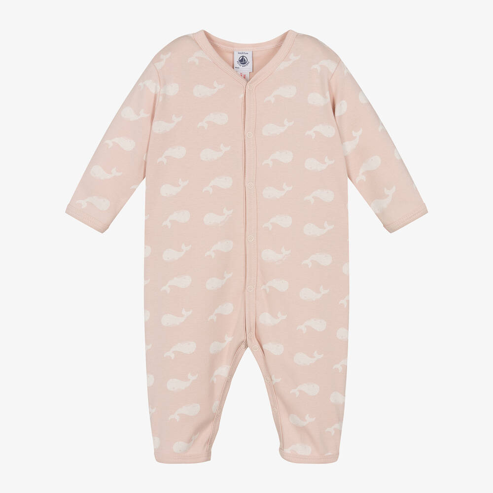 Petit Bateau - Baby Girls Pink Whale Cotton Romper | Childrensalon