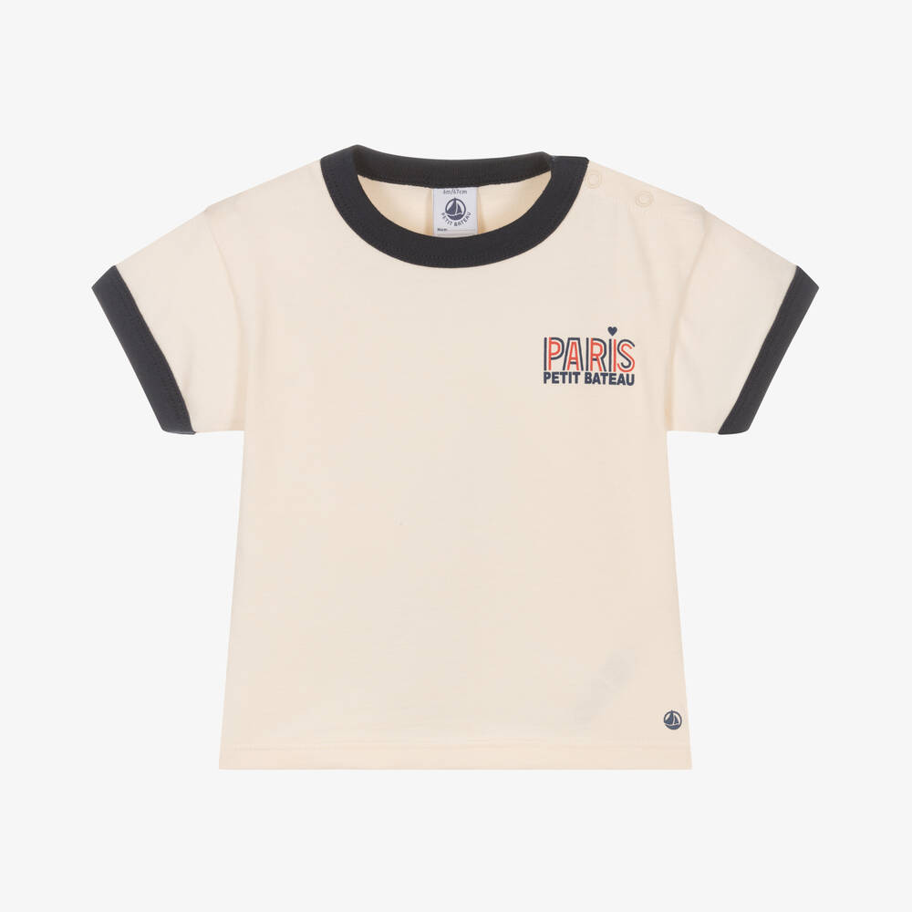 Petit Bateau - Baby Ivory Organic Cotton Paris T-Shirt  | Childrensalon