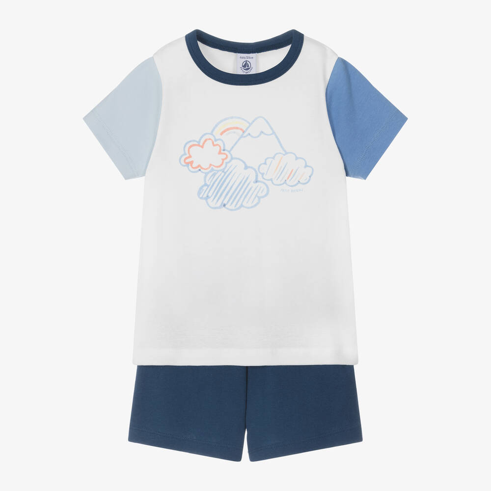 Petit Bateau - Blue Organic Cotton Short Pyjamas | Childrensalon