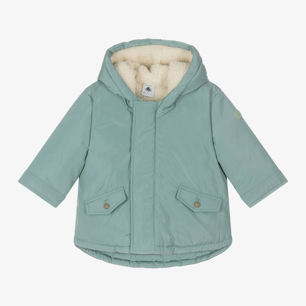 Petit Bateau - Boys Blue Hooded Coat | Childrensalon