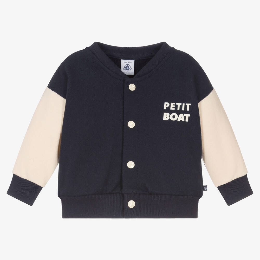 Petit Bateau - Boys Blue Organic Cotton Jacket | Childrensalon