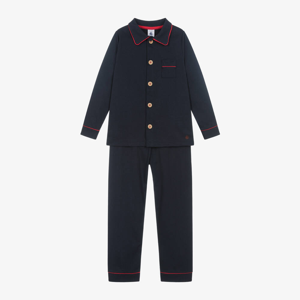 Petit Bateau - Boys Blue Organic Cotton Pyjamas | Childrensalon