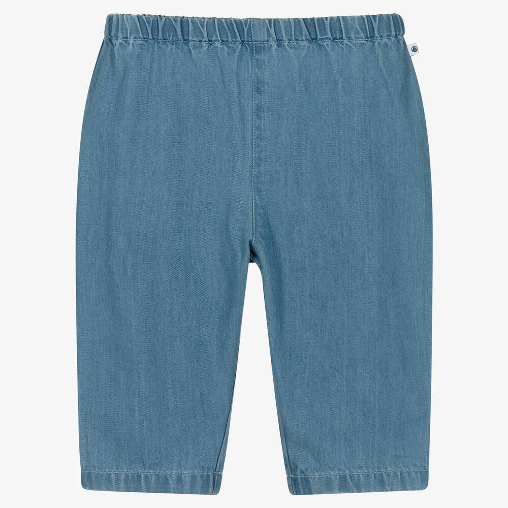 Petit Bateau - Boys Blue Organic Denim Trousers | Childrensalon