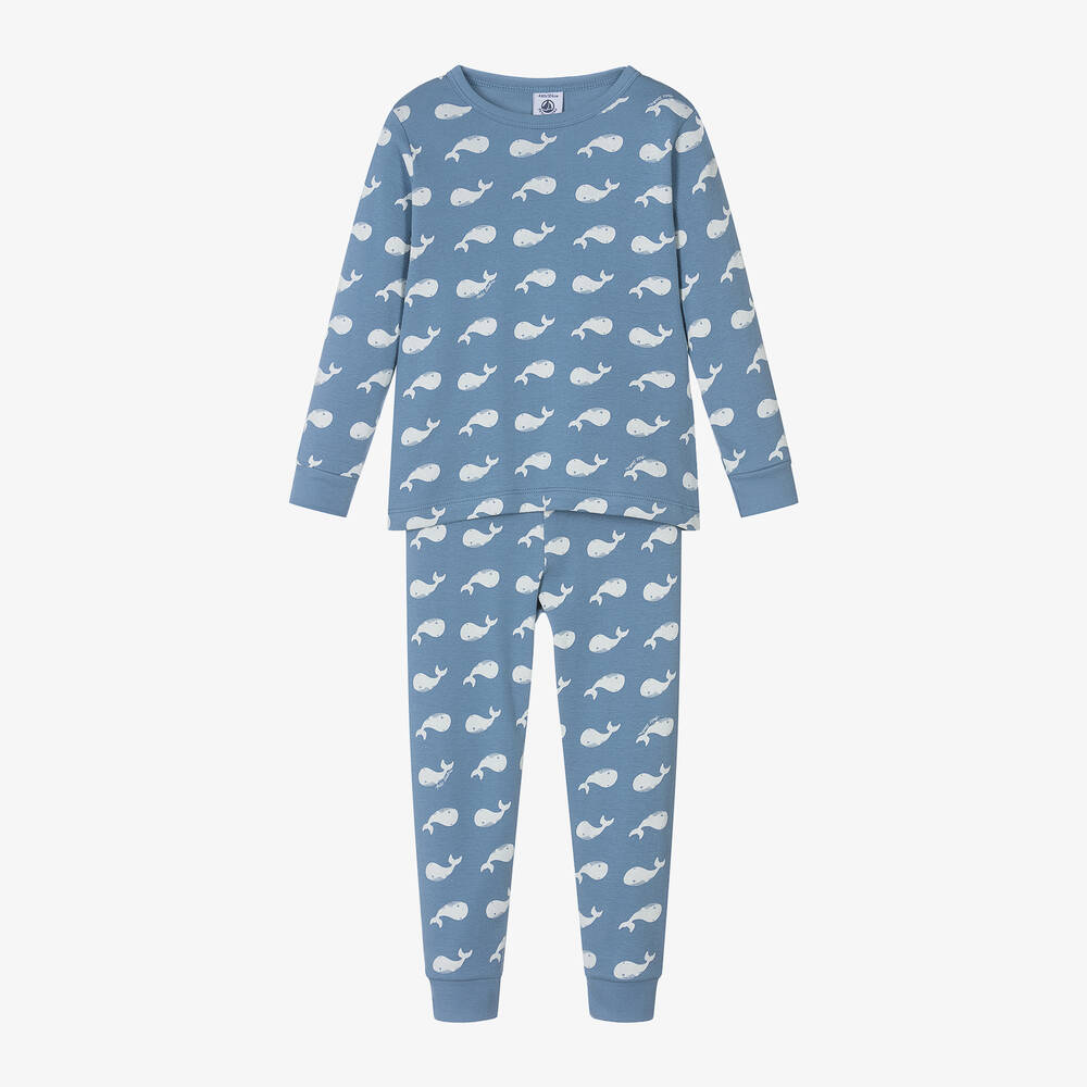 Petit Bateau - Boys Blue Whale Organic Cotton Pyjamas | Childrensalon