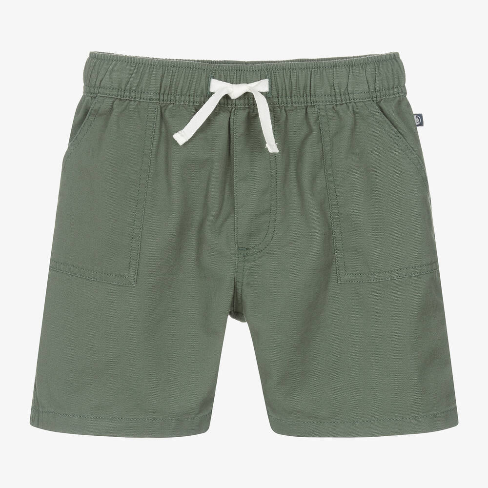 Petit Bateau Kids' Boys Green Cotton & Linen Shorts