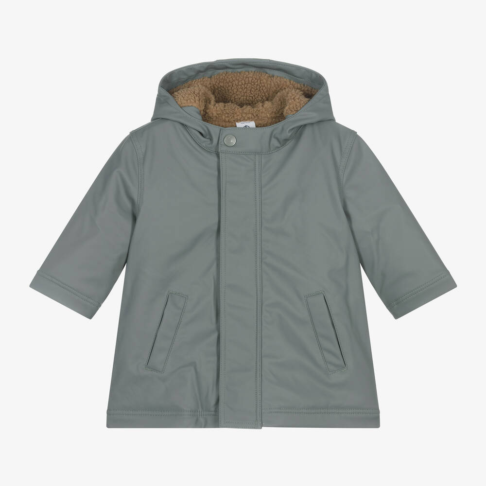 Petit Bateau - Boys Grey Hooded Raincoat | Childrensalon