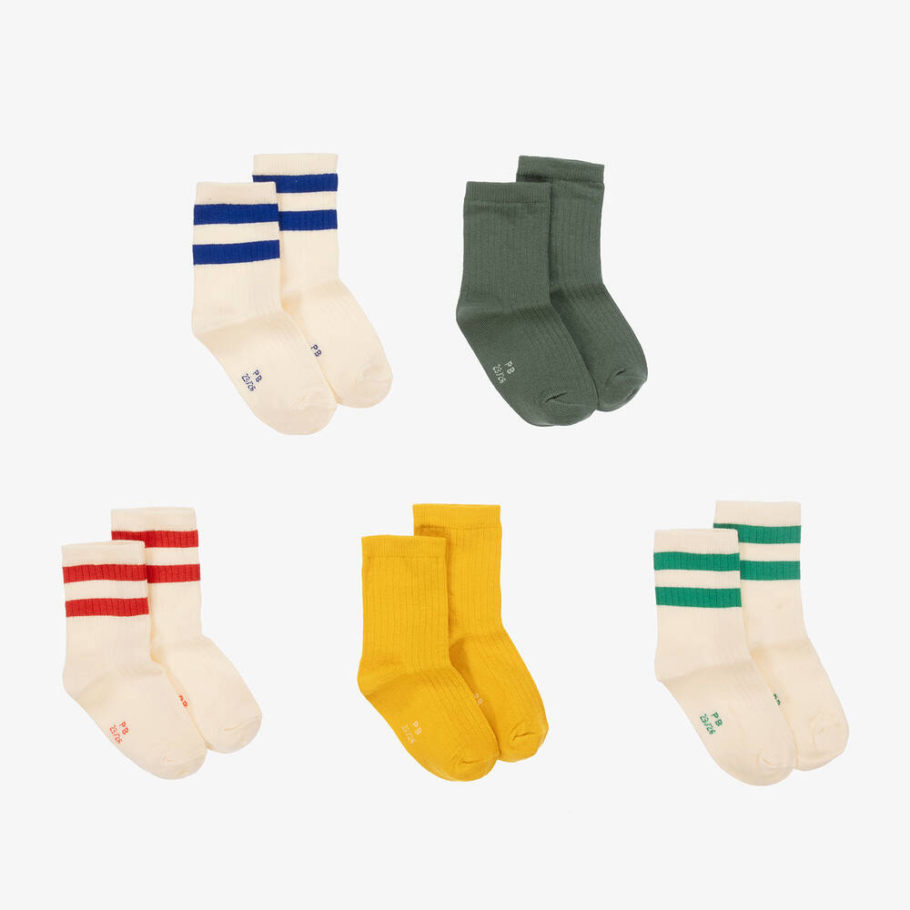 Petit Bateau - Boys Ivory Ankle Socks (5 Pack) | Childrensalon