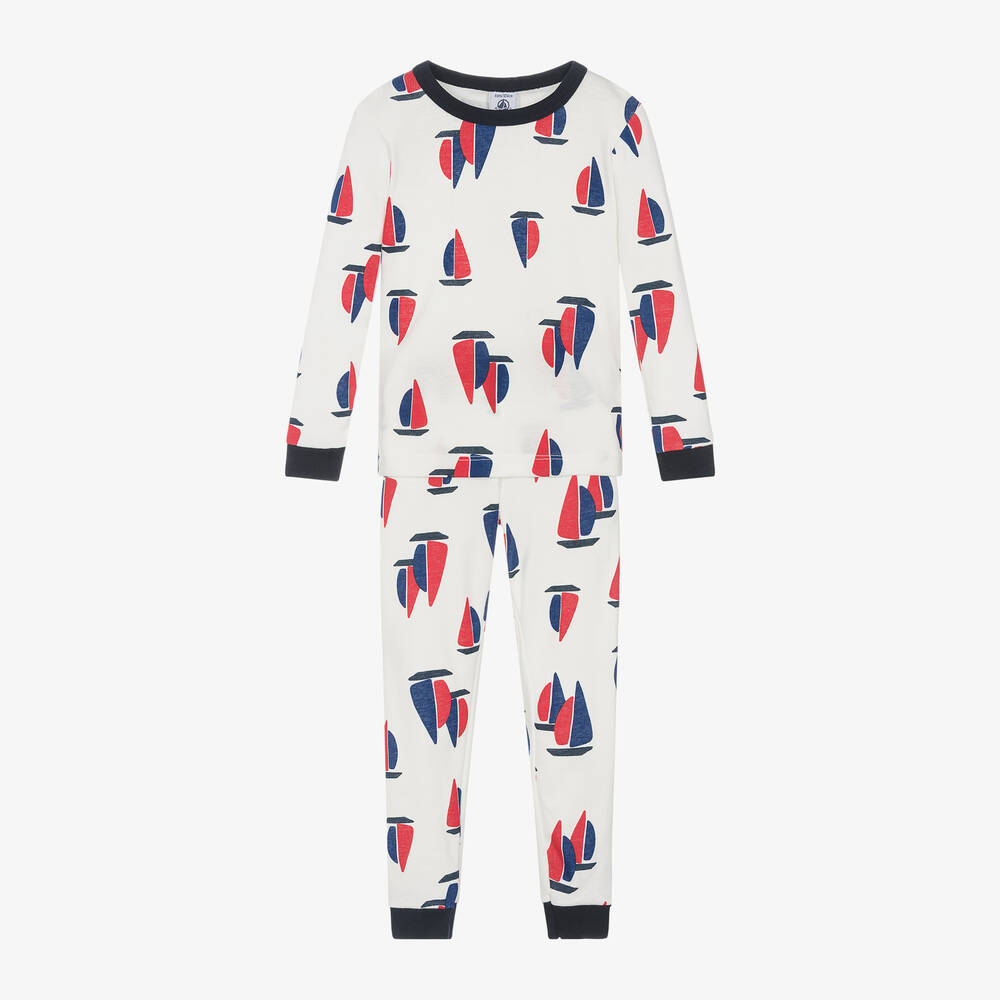 Petit Bateau - Boys Ivory Organic Cotton Pyjamas | Childrensalon