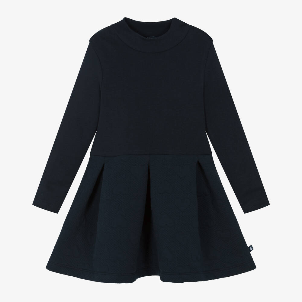 Petit Bateau - Girls Blue Cotton Dress | Childrensalon