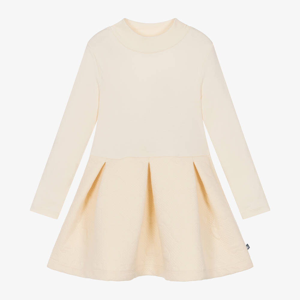 Petit Bateau - Girls Ivory Cotton Dress | Childrensalon