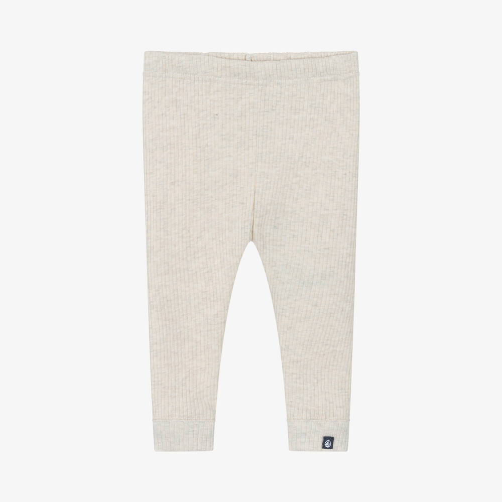 Petit Bateau - Girls Ivory Organic Cotton Leggings | Childrensalon