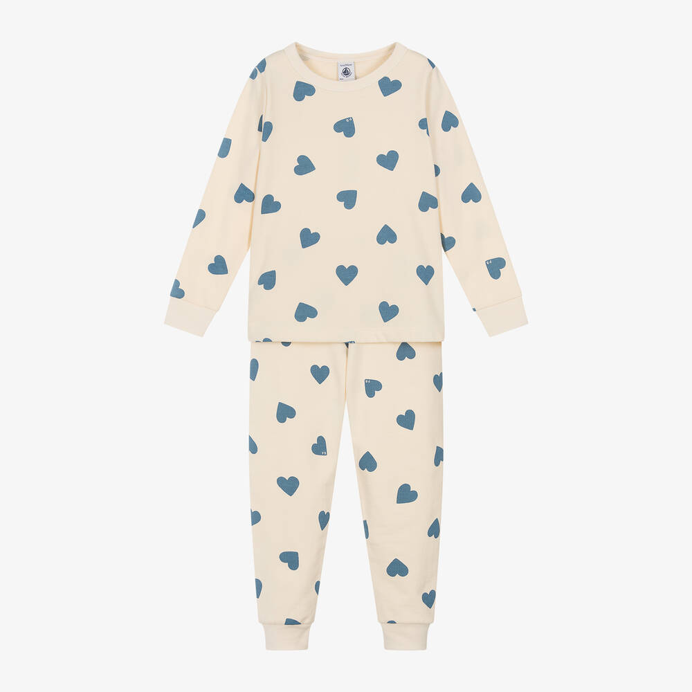 Petit Bateau - Girls Ivory Organic Cotton Pyjamas | Childrensalon