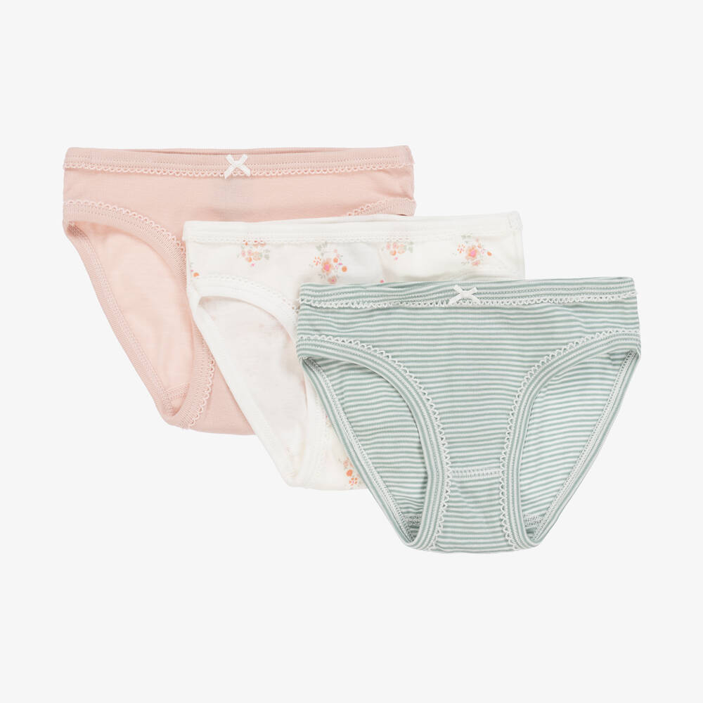 Petit Bateau - Girls Organic Cotton Knickers (3 Pack) | Childrensalon