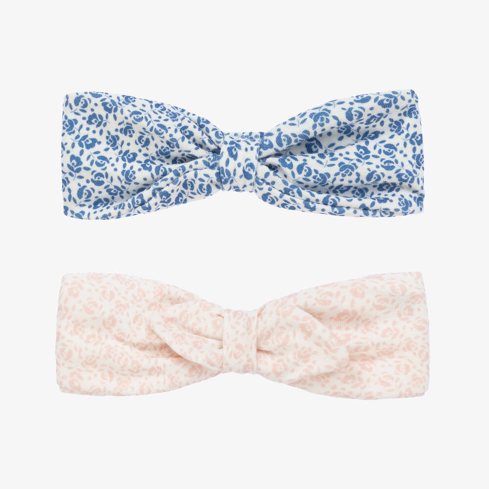 Petit Bateau - Girls Pink & Blue Floral Headbands (2 Pack) | Childrensalon