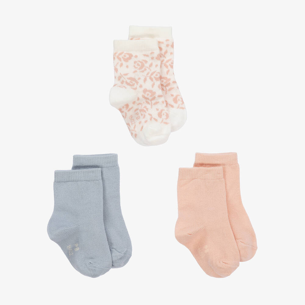 Petit Bateau - Girls Pink & Blue Socks (3 Pack) | Childrensalon