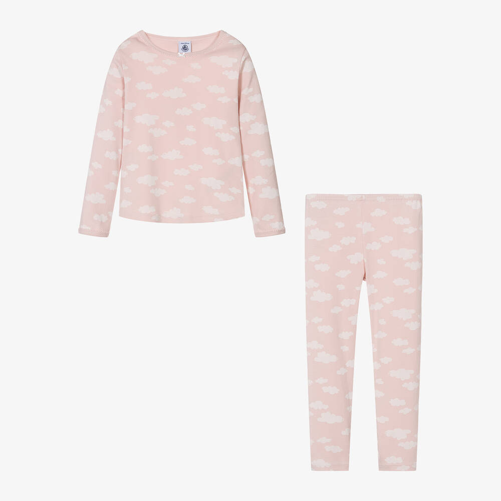 Petit Bateau - Girls Pink Cloud Organic Cotton Pyjamas | Childrensalon
