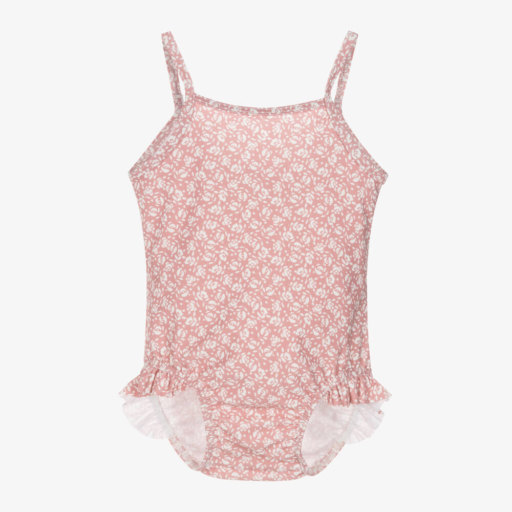 Petit Bateau - Girls Pink Ditsy Floral Swimsuit | Childrensalon