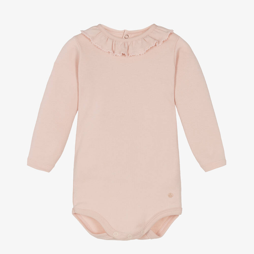 Petit Bateau - Girls Pink Organic Cotton Bodysuit | Childrensalon
