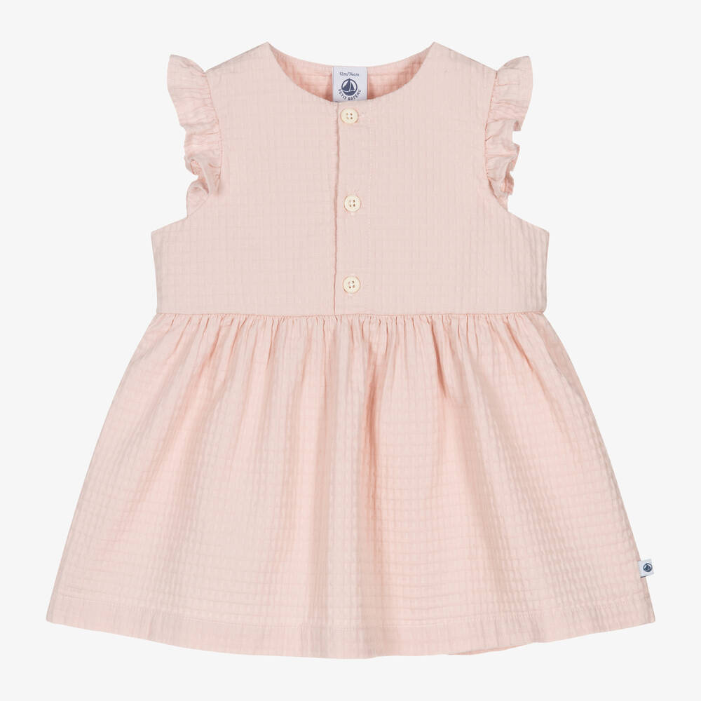 Petit Bateau Babies' Girls Pink Organic Cotton Dress