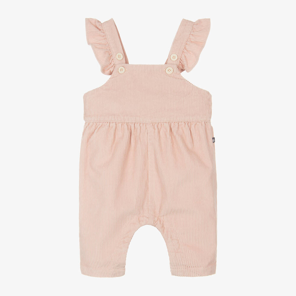 Petit Bateau - Girls Pink Organic Cotton Dungarees | Childrensalon