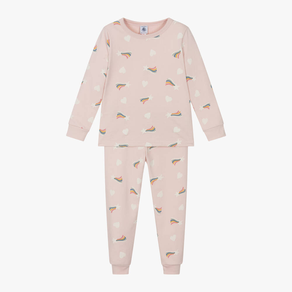 Petit Bateau - Girls Pink Organic Cotton Pyjamas | Childrensalon