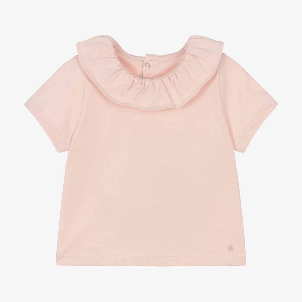 Petit Bateau - Girls Pink Organic Cotton T-Shirt | Childrensalon