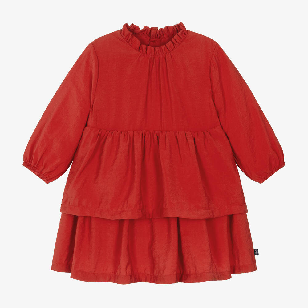 Petit Bateau - Girls Red Viscose Dress | Childrensalon