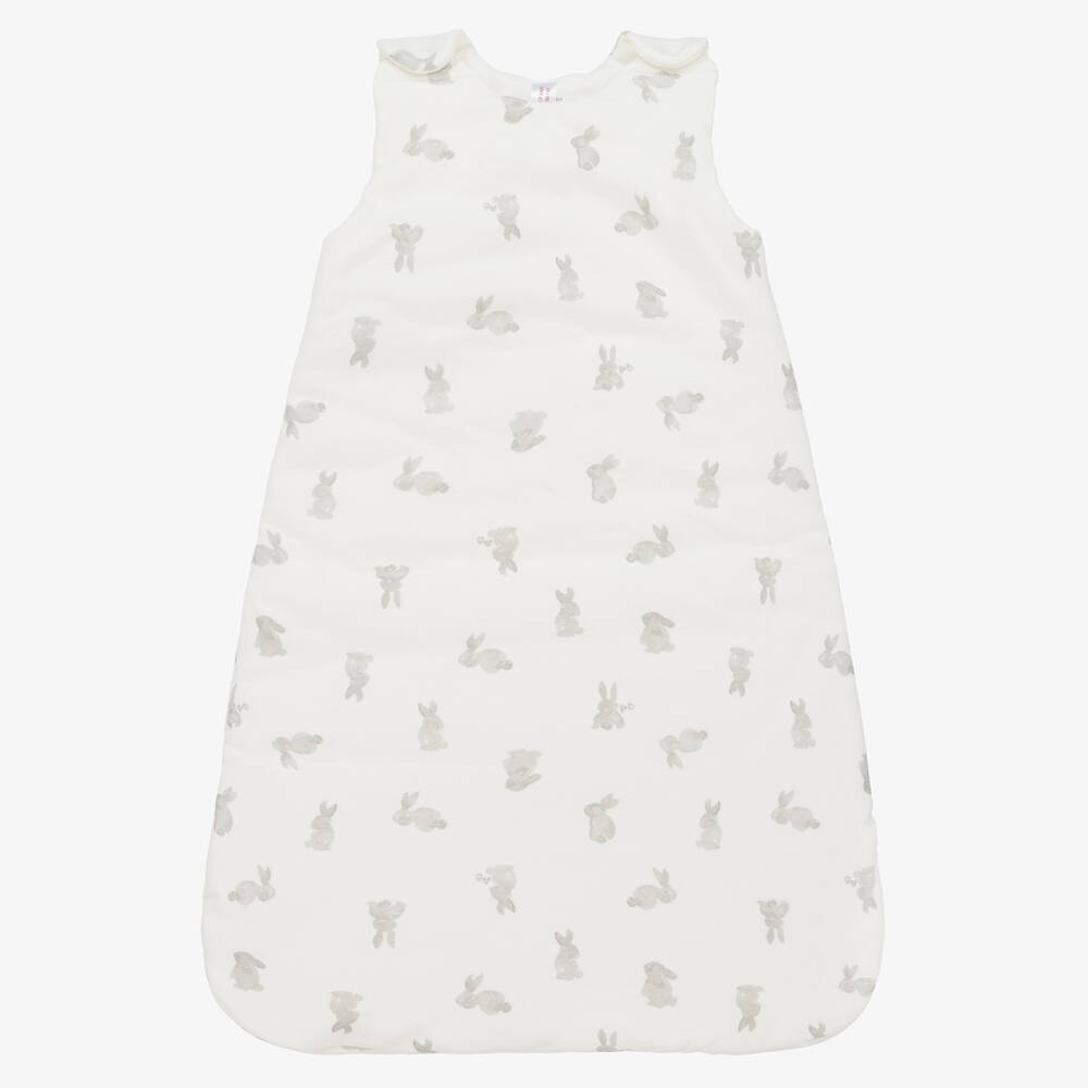 Petit Bateau - Ivory & Grey Bunny Sleeping Bag (59cm) | Childrensalon