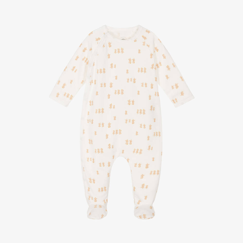 Petit Bateau - Ivory Organic Cotton Babygrow | Childrensalon