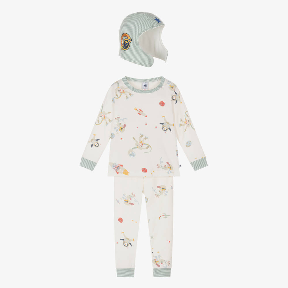 Petit Bateau - Ivory Organic Cotton Space Pyjamas | Childrensalon