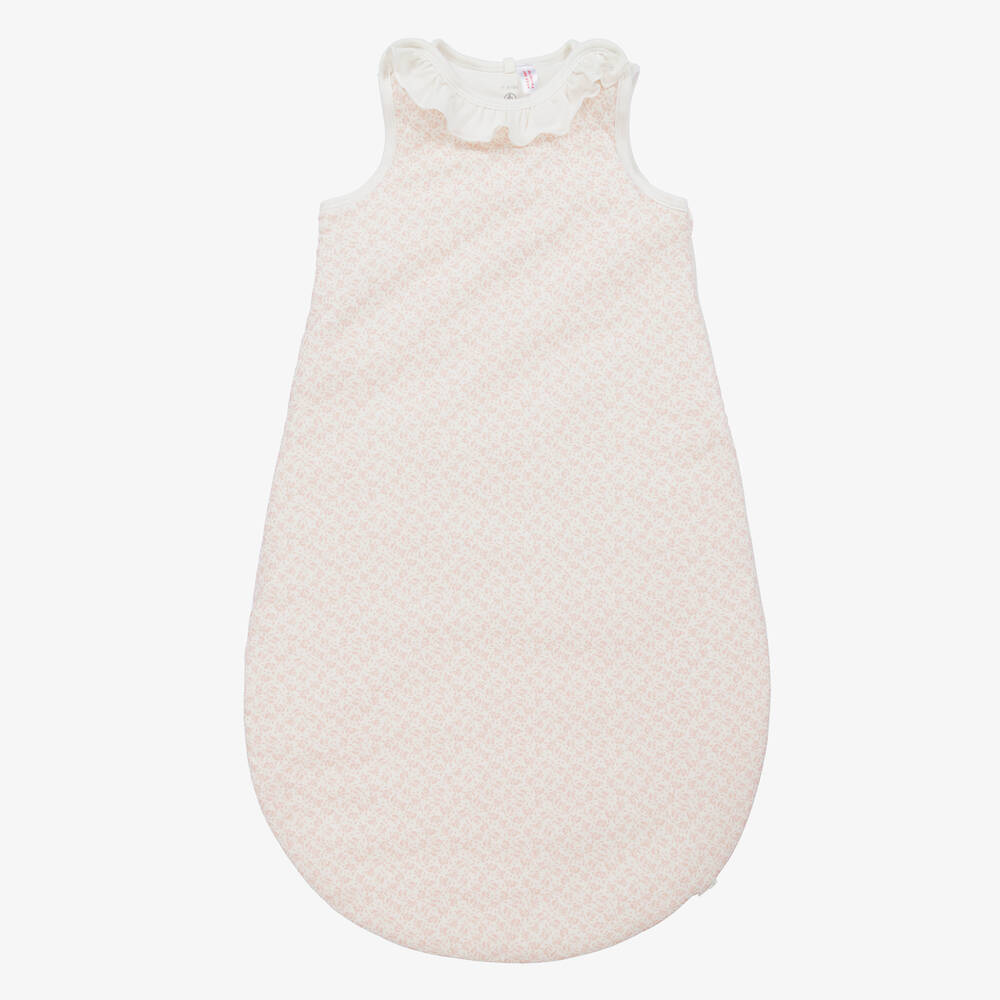 Petit Bateau - Ivory & Pink Cotton Sleeping Bag  | Childrensalon