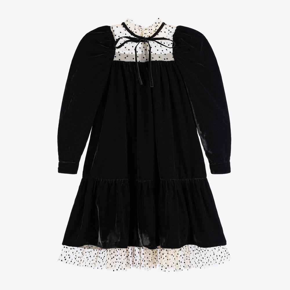 Petite Amalie - Girls Black Velvet & Tulle Dress | Childrensalon