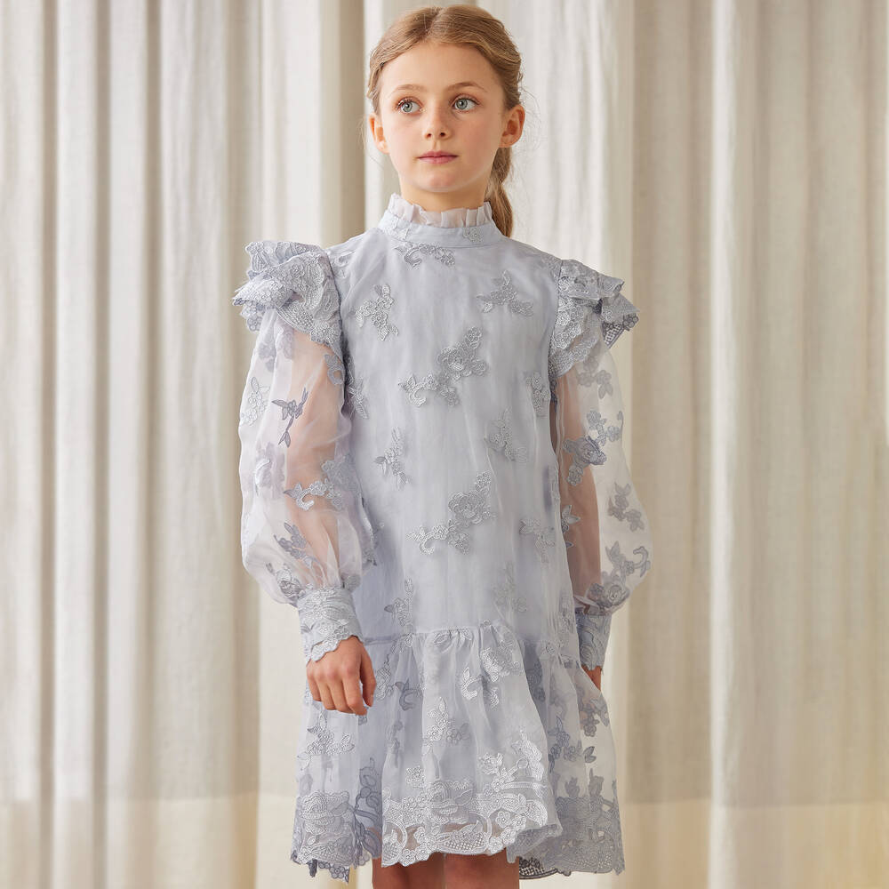 Romano - Платье и жакет с вышивкой из органзы для девочек | Childrensalon