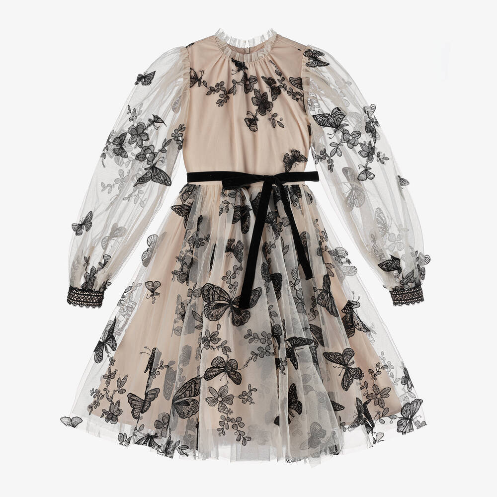 Petite Amalie - Girls Ivory Butterfly Tulle Dress | Childrensalon