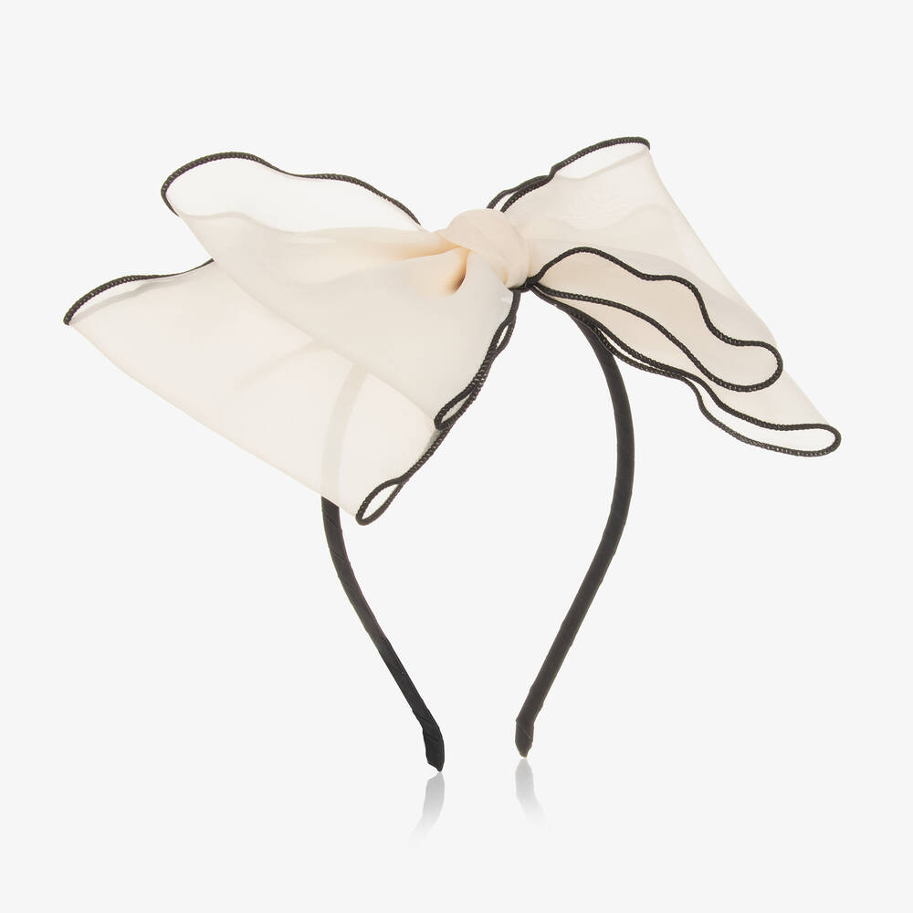 Petite Amalie - Girls Ivory Organza Bow Headband | Childrensalon