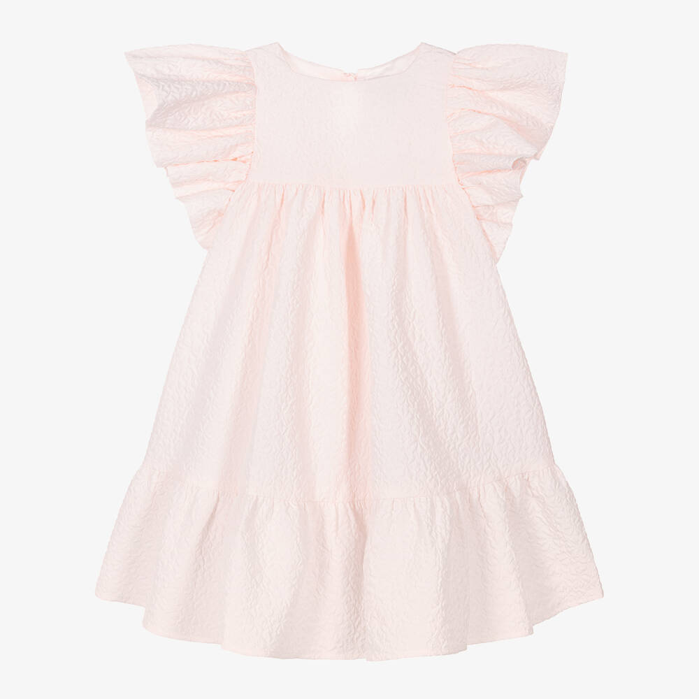 Petite Amalie - Girls Pink Flutter Sleeve Dress | Childrensalon