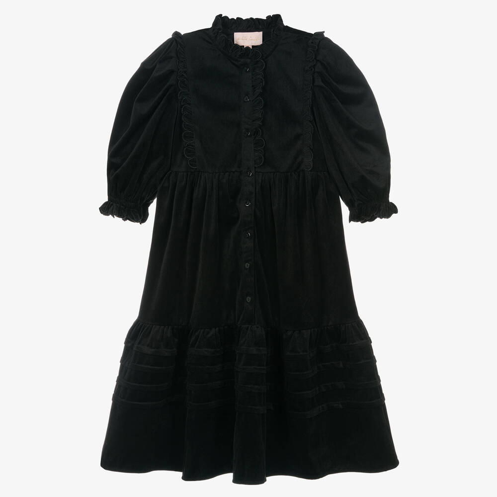 Petite Amalie - Teen Girls Black Needlecord Dress | Childrensalon