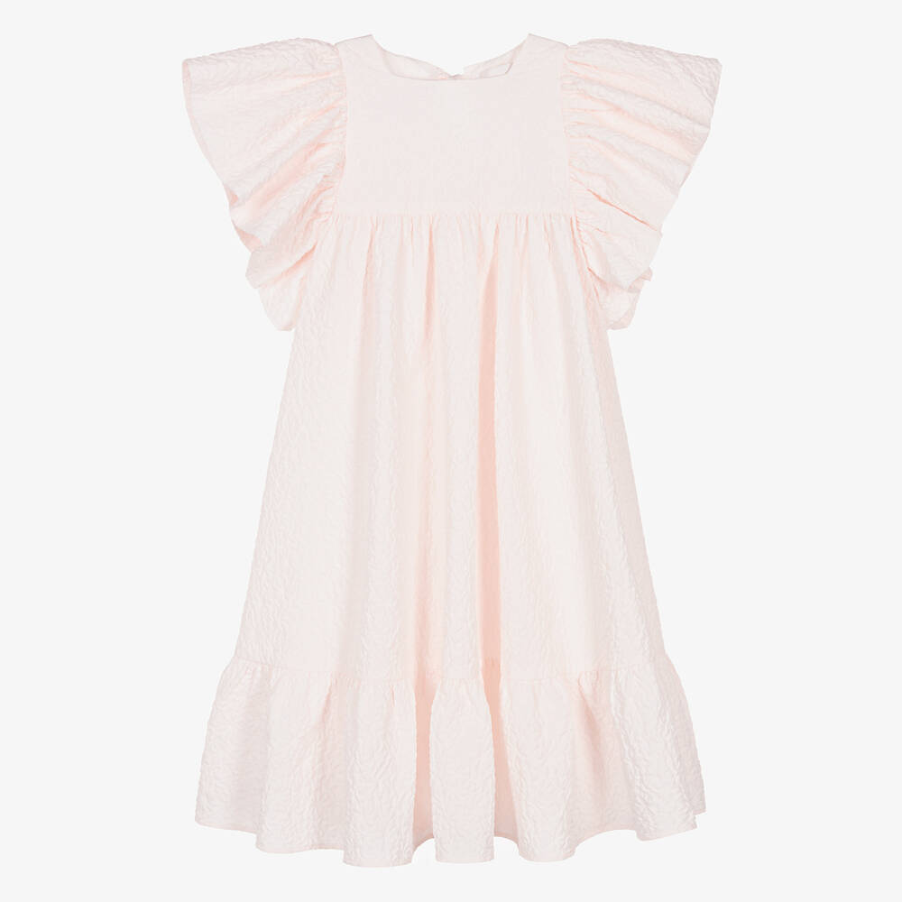 Petite Amalie - Teen Girls Pink Flutter Sleeve Dress | Childrensalon