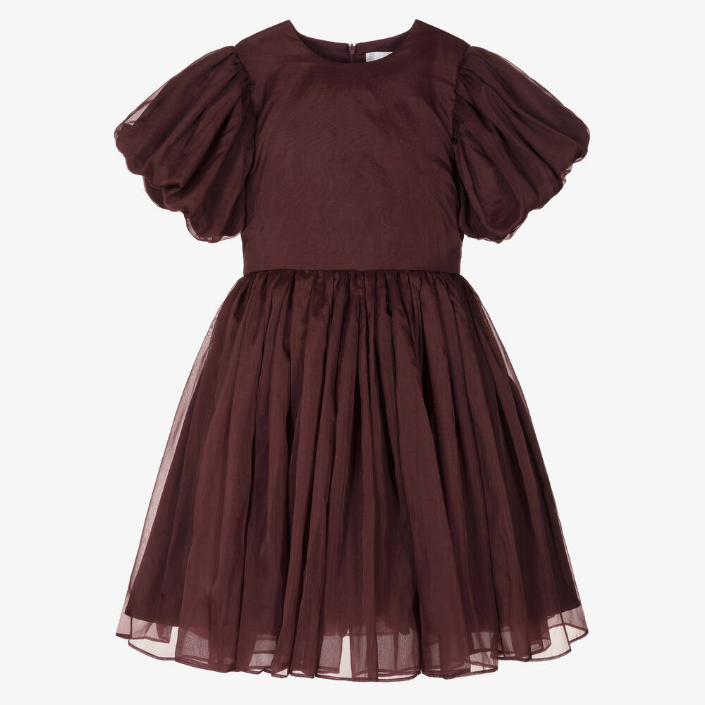 Petite Amalie - Teen Girls Red Silk Organza Dress | Childrensalon